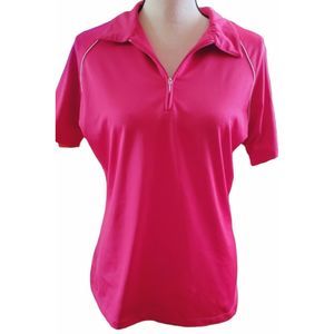 Nike Golf Shirt Womens‎ Large Short Sleeve Collared Zip Dri Fit Logo Barbie Pink